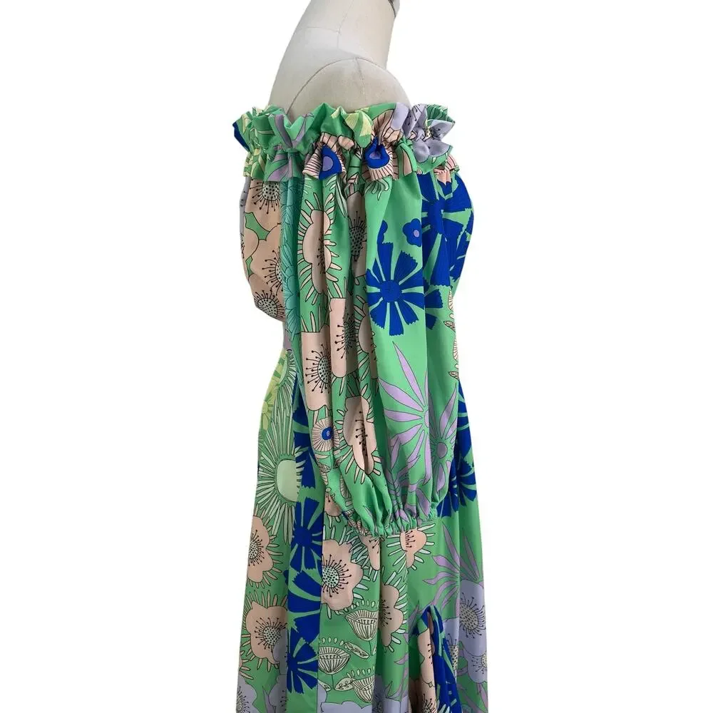 Anthropologie Oopscool Off-The-Shoulder Printed Dress